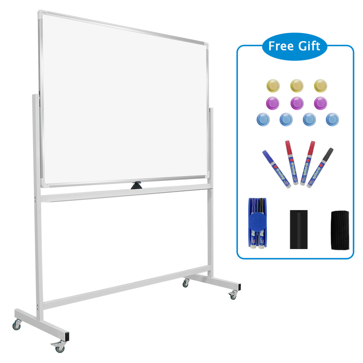Magnetic Whiteboard with Stand - Double Sided 40x28 Portable U Stand  Easel Whiteboard, Height Adjustable & 360° Rotating Dry Erase Boards for